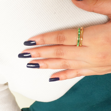 Bamboo Gleam Green Adjustable Ring