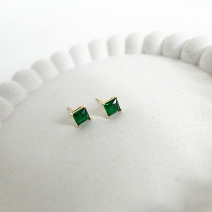 Emerald Radiance Studs -5mm & 6mm