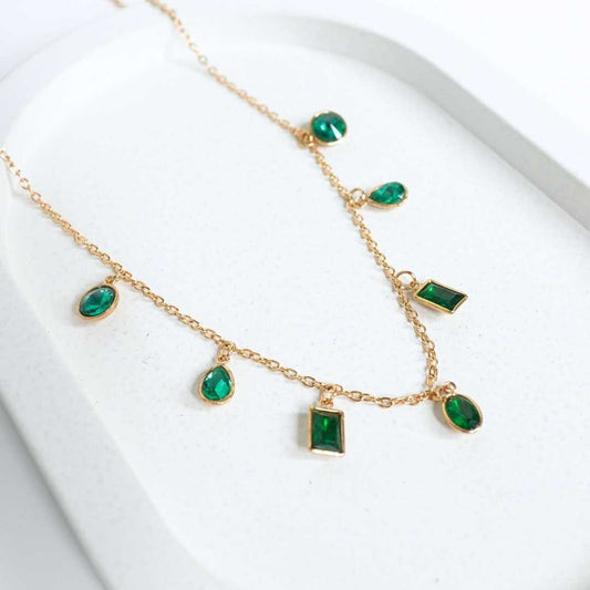Emerald Drop Gold-Plated Necklace