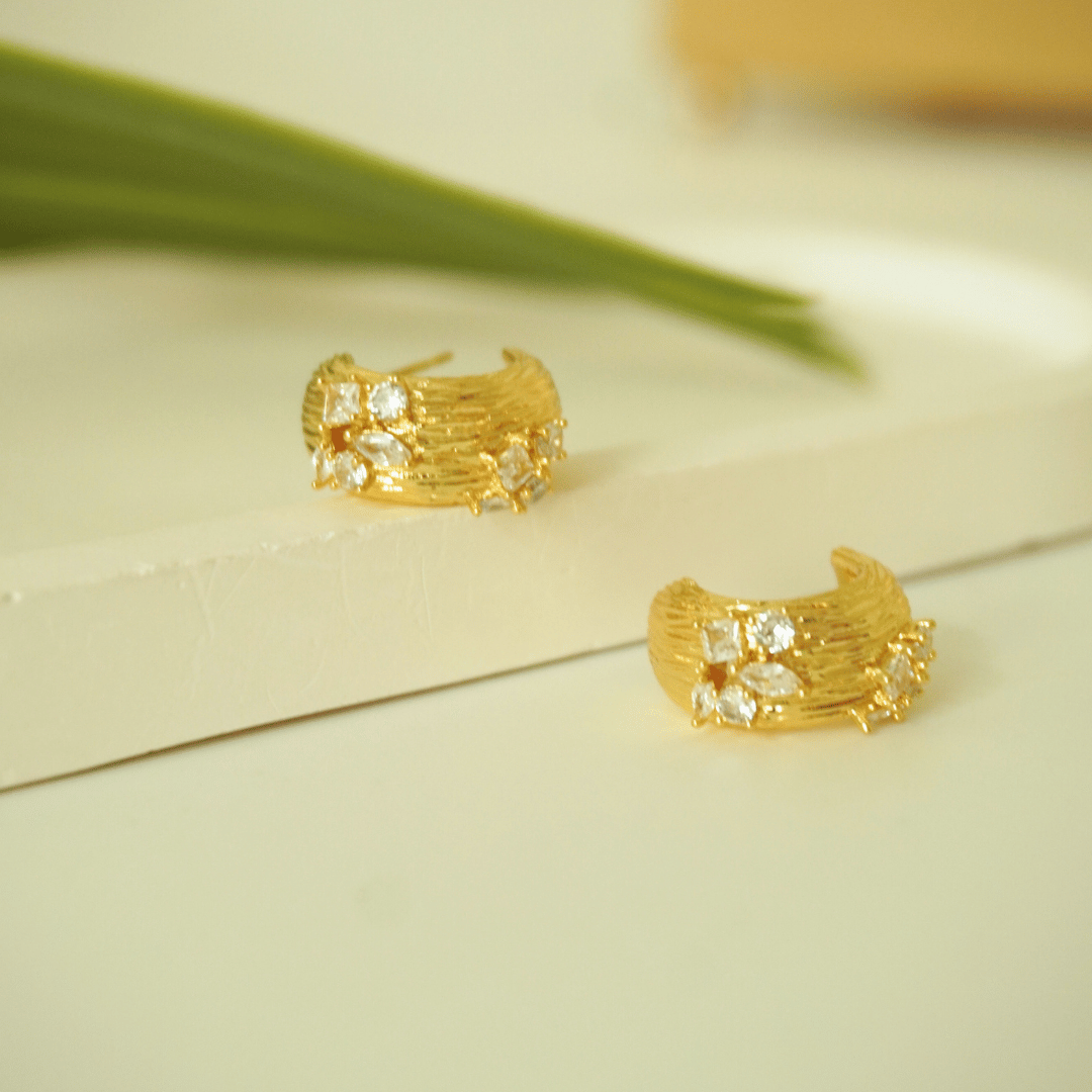 Aurora Textured Crystal Hug Earrings