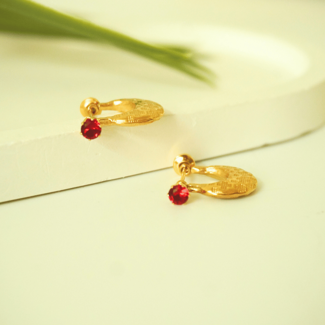 Solara Textured Crescent Drop Earrings