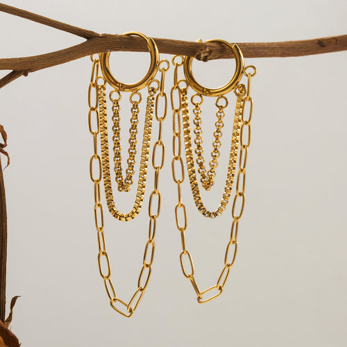 Ashara Chain Reaction Hoops – 18K gold-plated stainless steel hoop earrings