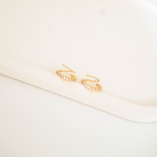 18K gold-plated ear cuff with zircon stones – no piercing, waterproof, anti-tarnish jewelry by Ashara Jewels