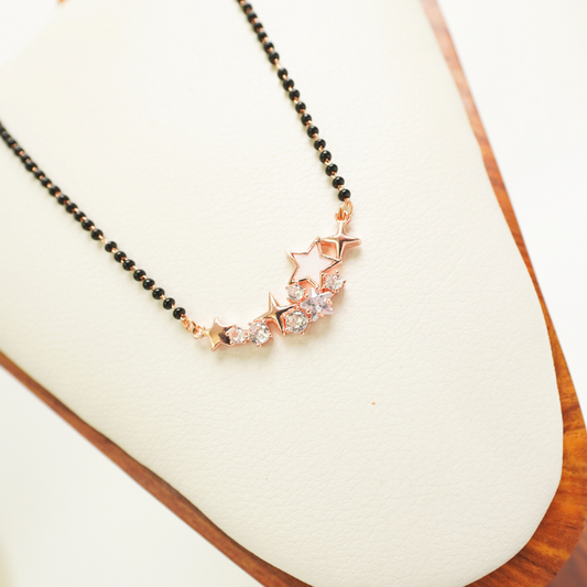 Ashara Celestial Glow Star Mangalsutra – Anti-Tarnish, 18K Rose Gold Plated