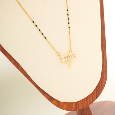 Ashara Bow Heart Mangalsutra – 18K Gold-Plated | Anti-Tarnish | Waterproof