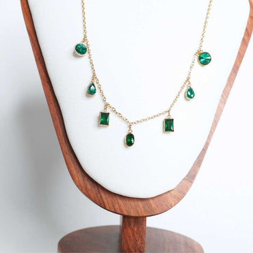 Emerald Drop Gold-Plated Necklace