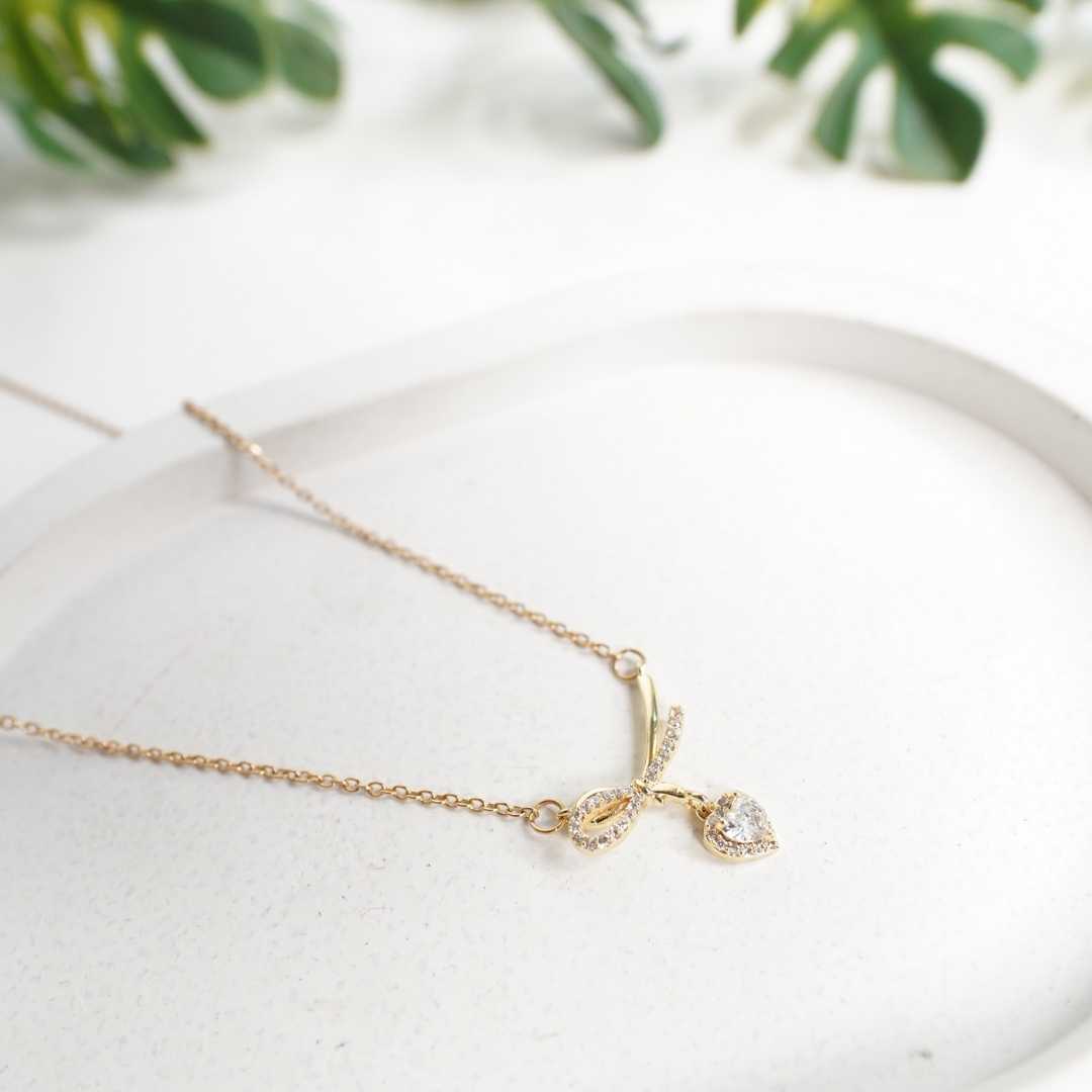 Gold Plated CZ Infinity Heart Pendant Necklace