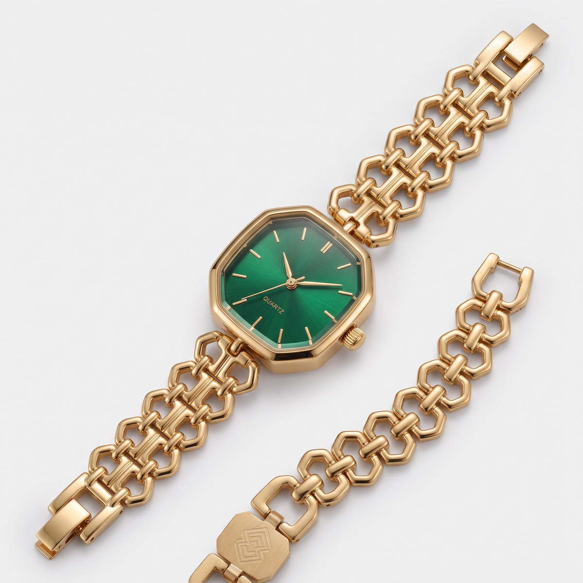 Emerald Éclat Luxury Watch – 18K gold plated, view 3
