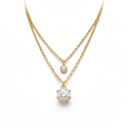 Luna Double Layer Solitaire Necklace