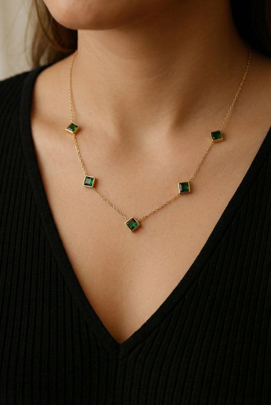Emerald Square Station Necklace