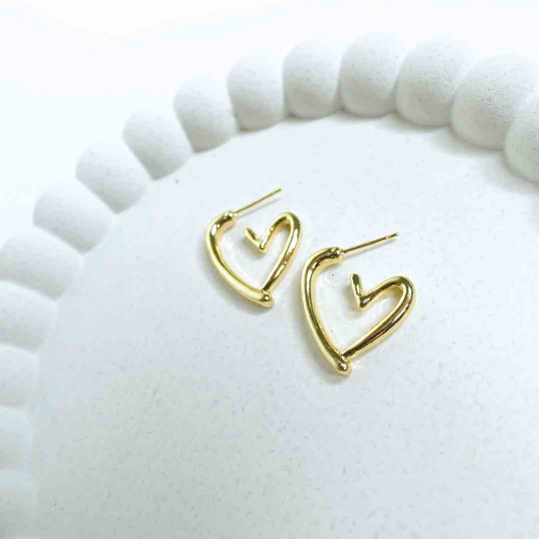 Golden Aura Heart Hoops