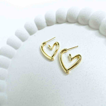 Golden Aura Heart Hoops