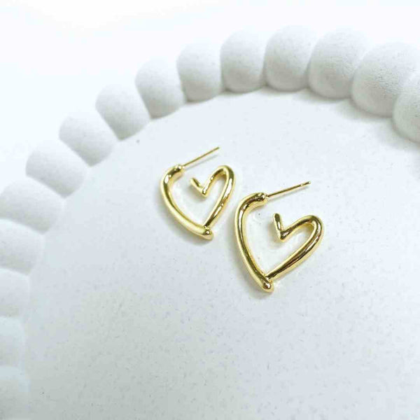 Golden Aura Heart Hoops