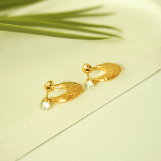 Solara Textured Crescent Drop Earrings