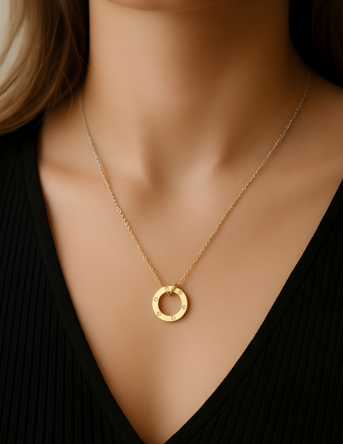 Eternal Circle Necklace – 18K gold-plated stainless steel pendant necklace