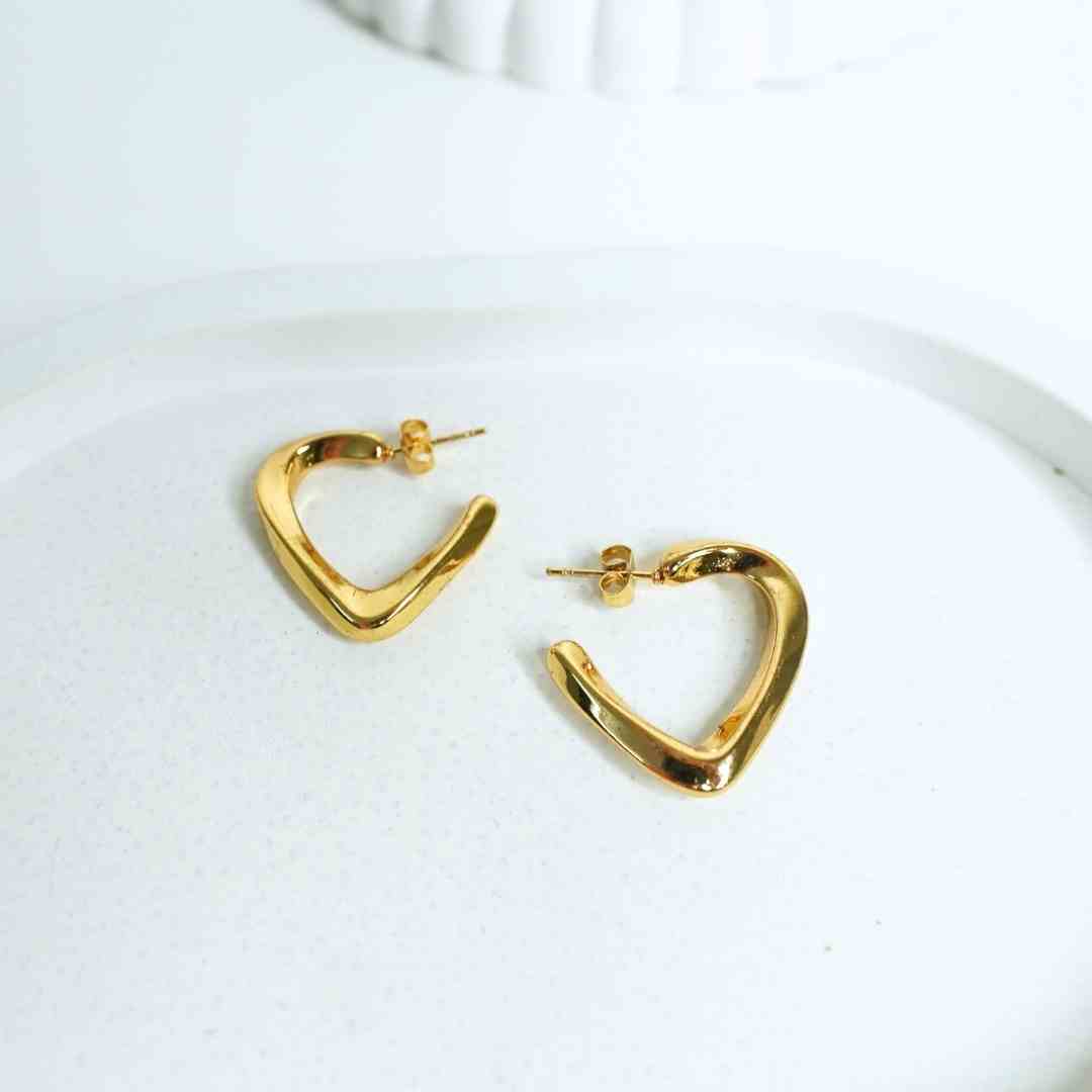 Sculpted Heart Hoop Earrings