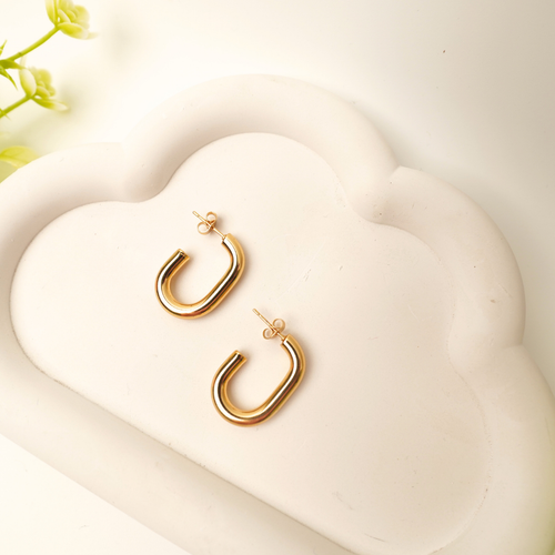 Elan U-Hoops – 18K gold-plated stainless steel hoop earrings