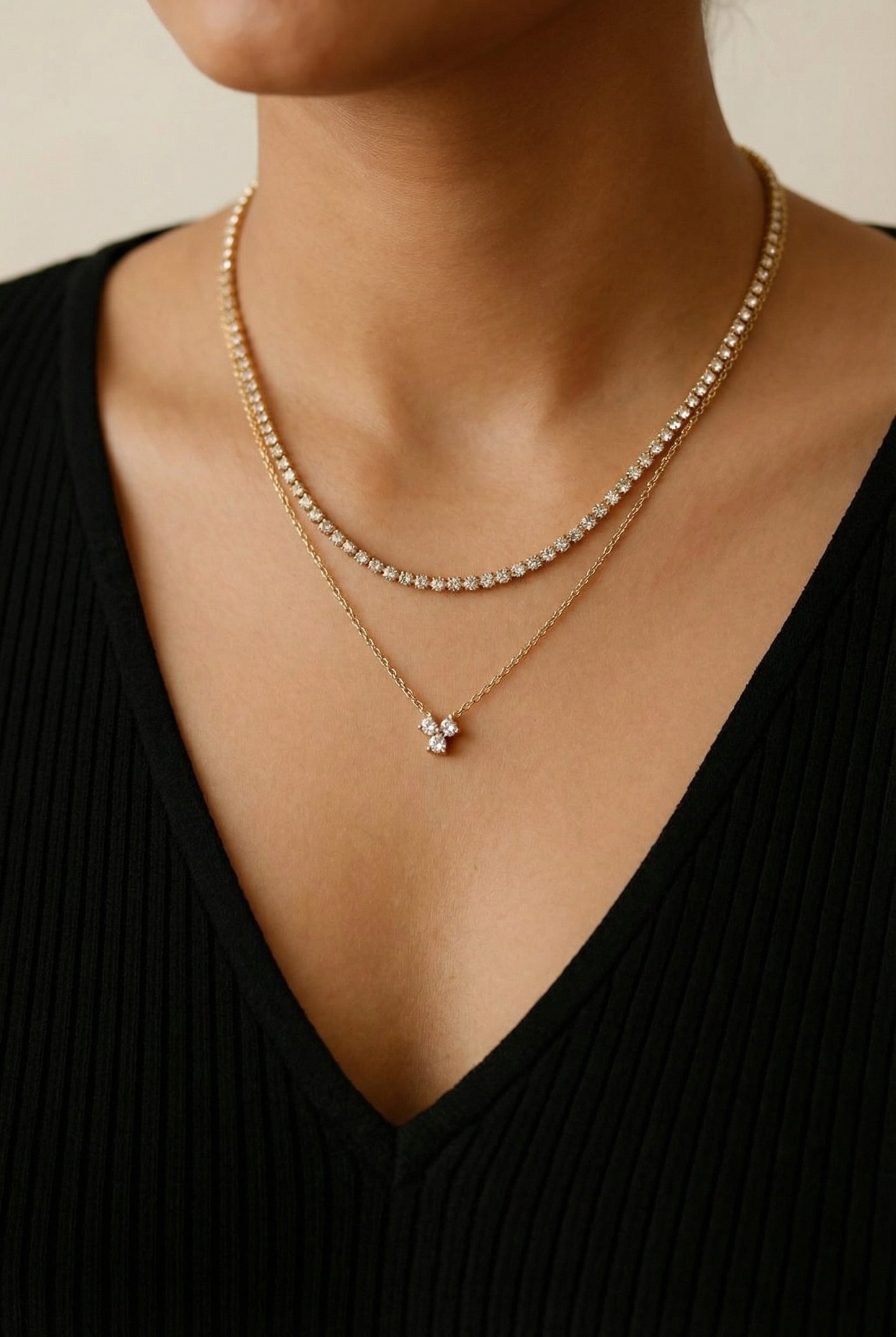 Elegant Layered Diamond-Style Necklace