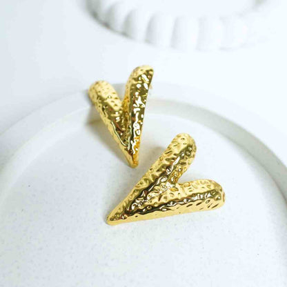 Hammered Gold V-Stud Earrings