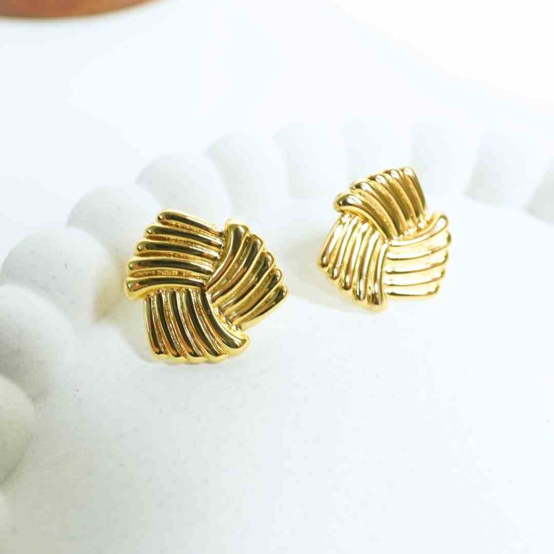 Golden Woven Stud Earrings