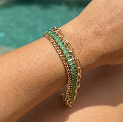 Emerald Link Chain Bracelet – gold-plated stainless steel chain bracelet