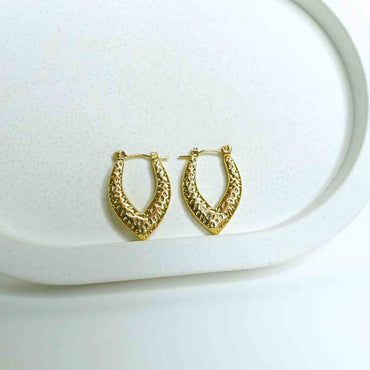 Textured V-Hoop Earrings