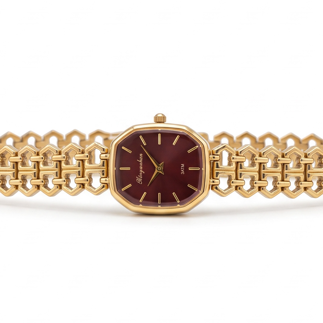 Burgundy Éclat Luxury Watch – 18K gold plated, view 2