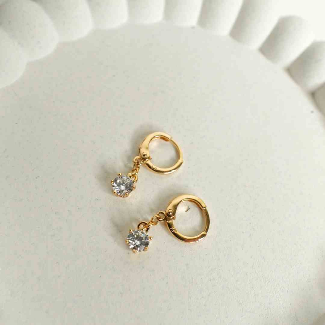 Classic Solitaire Dangle Hoop Earrings
