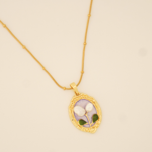 Calla Charm Pendant – 18K gold-plated stainless steel pendant necklace