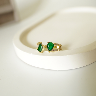 Emerald Dual Shine Adjustable Ring