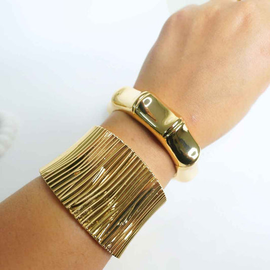 Textured & Bamboo Alloy Bangle Duo