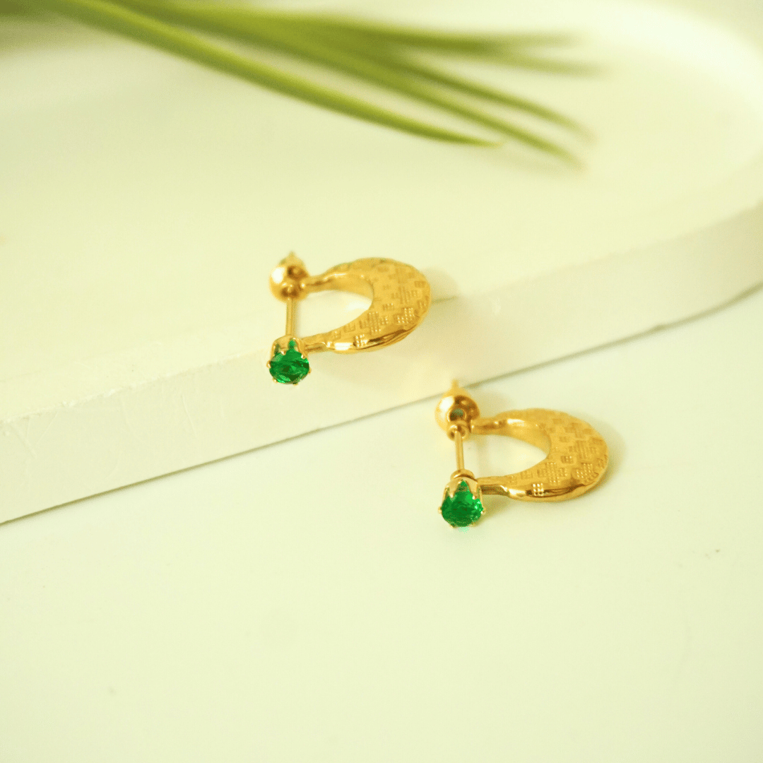 Solara Textured Crescent Drop Earrings