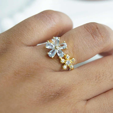 Dazzling Bloom Dual Flower Ring