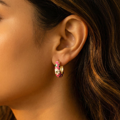 Rosé Fleur Enamel Hoops