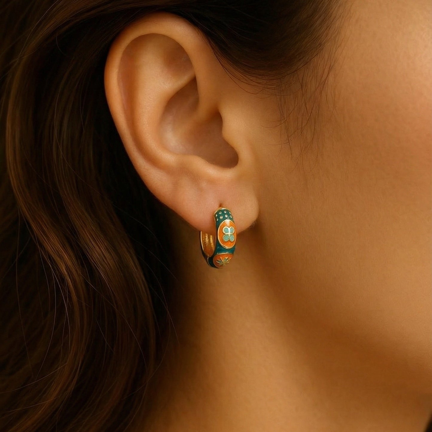 Noor Enamel Huggie Hoops