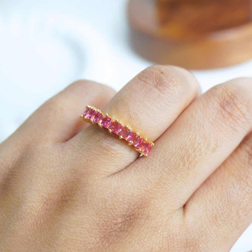 Pink Radiance Eternity Band – 18K gold-plated stainless steel ring