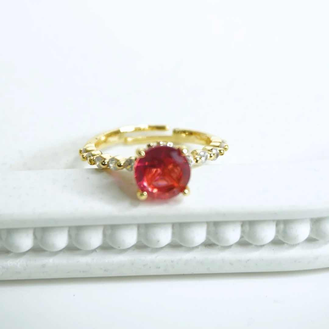 Radiant Red Solitaire CZ Ring