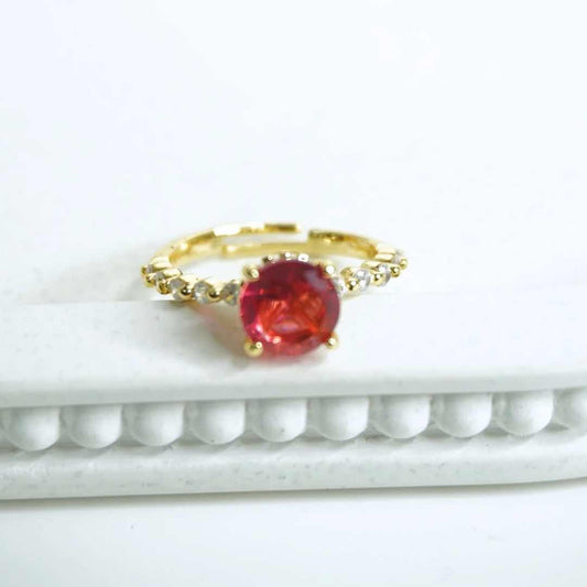 Radiant Red Solitaire CZ Ring