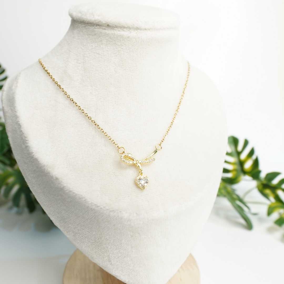 Gold Plated CZ Infinity Heart Pendant Necklace