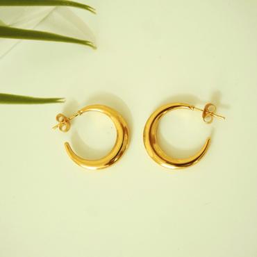 Luna Gold Crescent Hoop Earrings