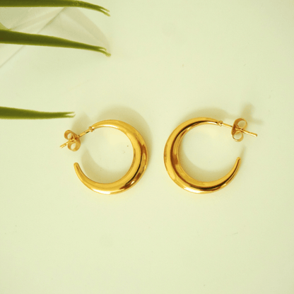 Luna Gold Crescent Hoop Earrings