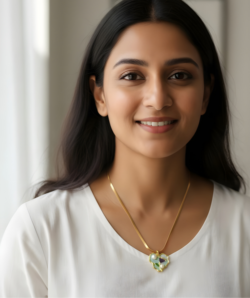 Ashara Mint Bloom Pendant – 18K gold-plated stainless steel pendant necklace