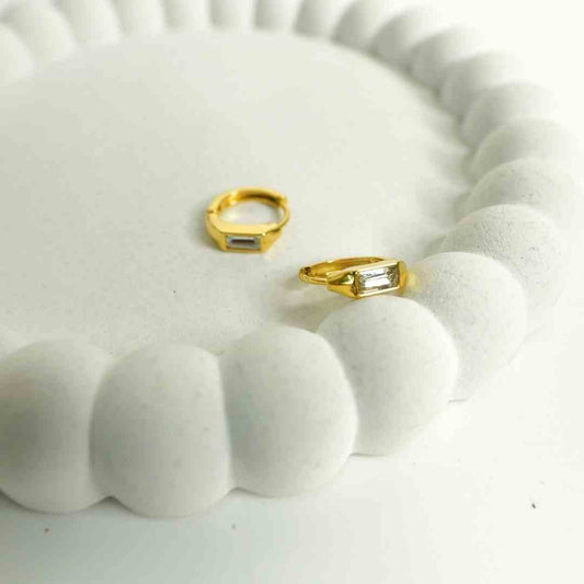 Golden Baguette Hoop Earrings