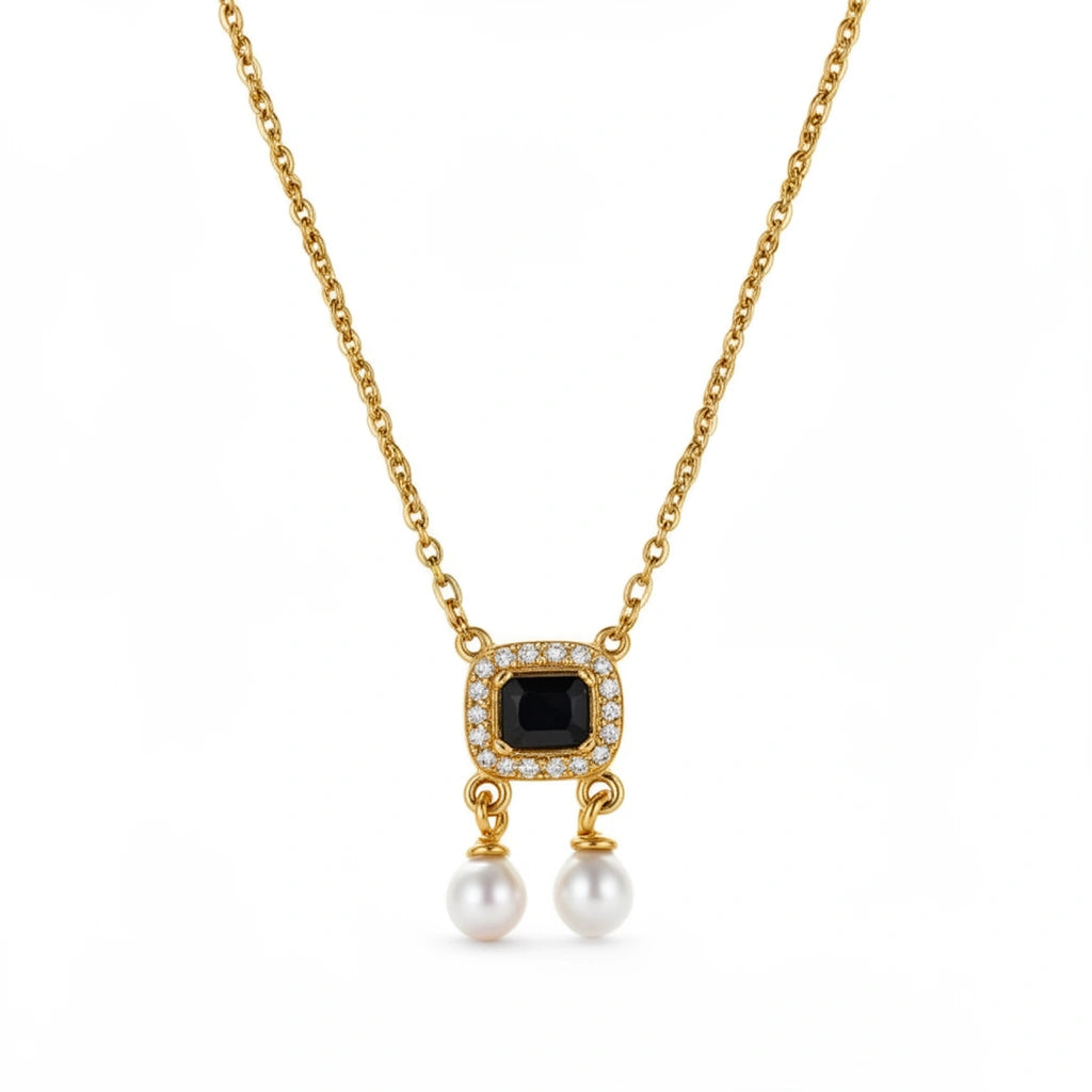 Ashara Noir Pearl Drop Necklace
