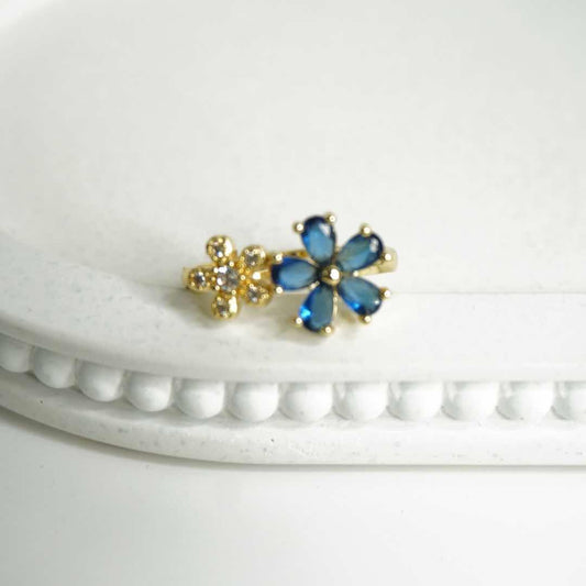 Midnight Bloom Dual Flower Ring