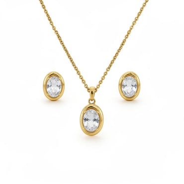 Celeste Oval Necklace & Stud Earring Set