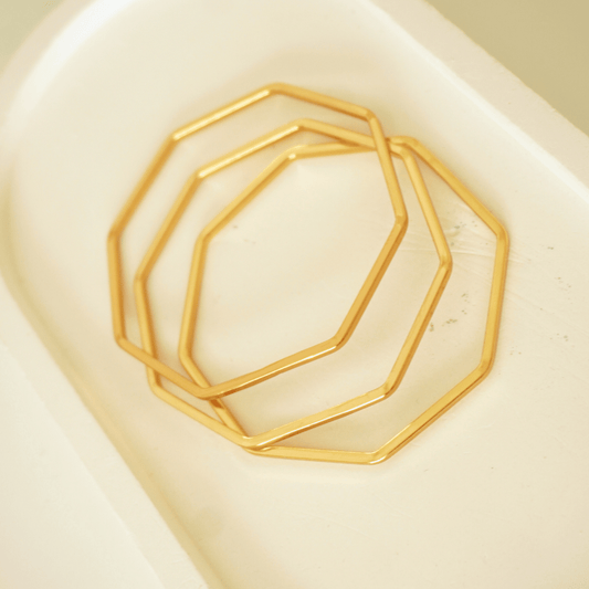 Ashara Geometric Glow – Set of 3 Hexagon Bangles