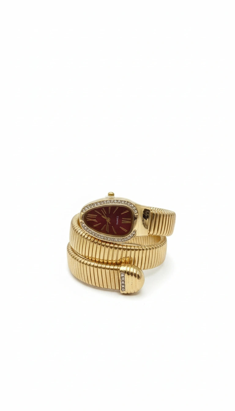 Serpentina Luxe Wrap Watch-Maroon Dial