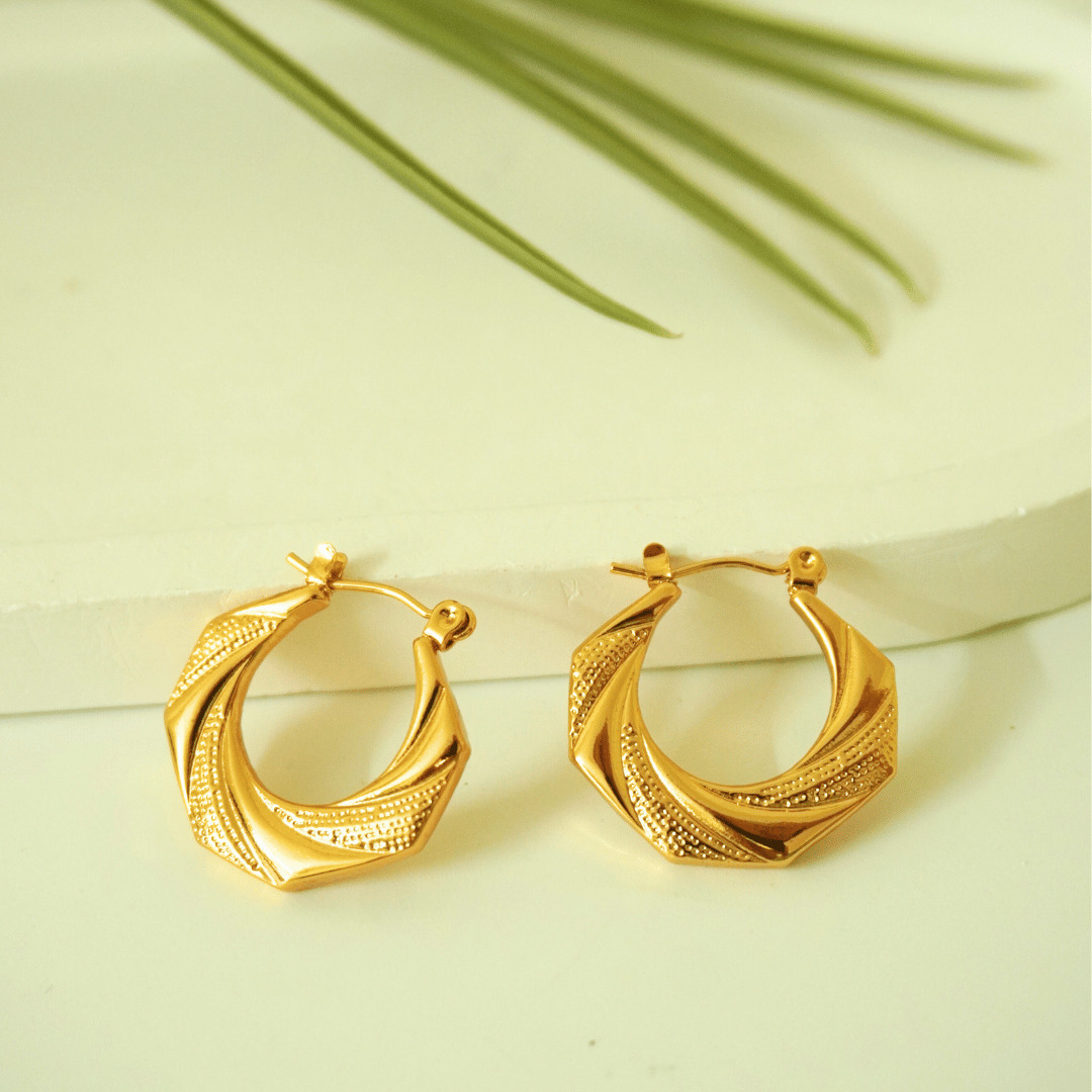 Twist Luxe Textured Hoop Earrings