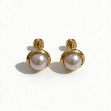 Pearl Halo Stud Earrings - Flat Back
